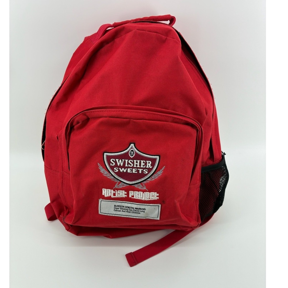 Swisher Sweets Artist Project Backpack Red Canvas Embroidered Promo Bag Pocket